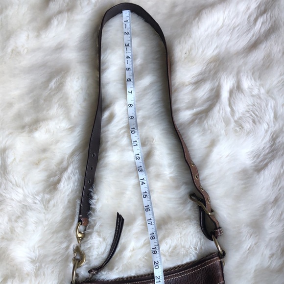 COACH Brown Leather & Signature Print Crossbody or Shoulder Bag, Brass Accents - Picture 13 of 13